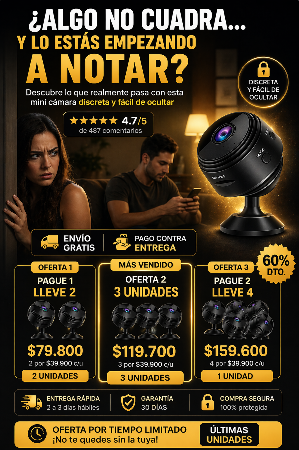 Mini Cámara Espía HD PROMO (2X1) – Vigila Todo Desde Tu Celular