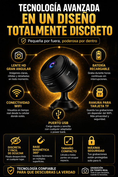 Mini Cámara Espía HD PROMO (2X1) – Vigila Todo Desde Tu Celular