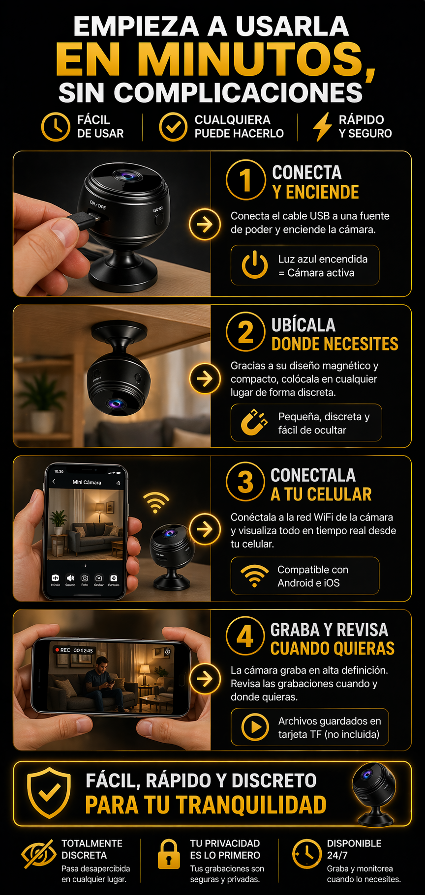 Mini Cámara Espía HD PROMO (2X1) – Vigila Todo Desde Tu Celular