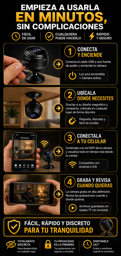 Mini Cámara Espía HD PROMO (2X1) – Vigila Todo Desde Tu Celular